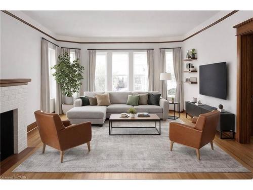 25 Fairmount Avenue, Hamilton, ON - Indoor Photo Showing Living Room With Fireplace