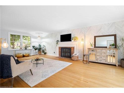 296 Edgehill Drive, Kitchener, ON - Indoor Photo Showing Living Room With Fireplace