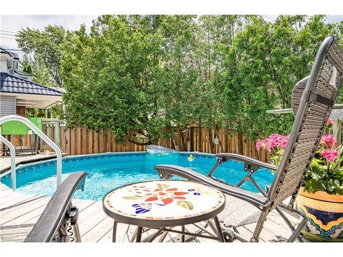 4 6Th Street, Grimsby, ON - Outdoor With Above Ground Pool With Deck Patio Veranda With Backyard
