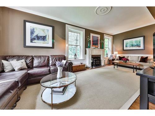 499 Carlisle Road, Campbellville, ON - Indoor Photo Showing Living Room With Fireplace