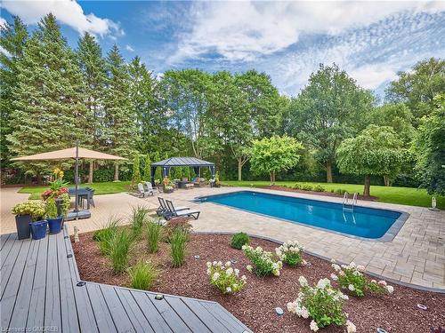 587 Manorwood Court, Waterloo, ON - Outdoor With In Ground Pool With Deck Patio Veranda With Backyard
