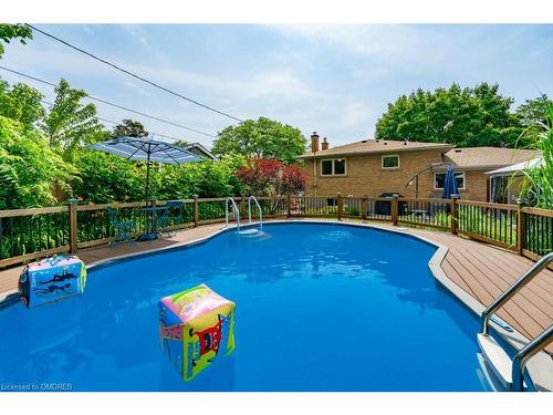 5293 Spruce Avenue, Burlington, ON - Outdoor With In Ground Pool With Deck Patio Veranda With Backyard