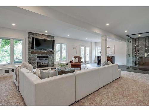 11300 Taylor Court, Campbellville, ON - Indoor Photo Showing Living Room With Fireplace