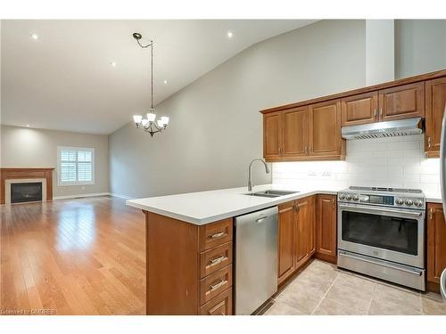 81 Abbotsford Trail, Hamilton, ON - Indoor Photo Showing Kitchen With Fireplace With Stainless Steel Kitchen With Double Sink With Upgraded Kitchen