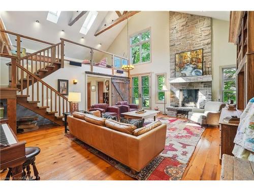 1553 Brock Road, Strabane, ON - Indoor Photo Showing Living Room With Fireplace