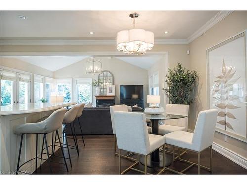 5138 Cherryhill Crescent, Burlington, ON - Indoor Photo Showing Dining Room With Fireplace