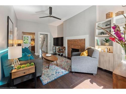 28 Grove Street, Hamilton, ON - Indoor Photo Showing Living Room With Fireplace