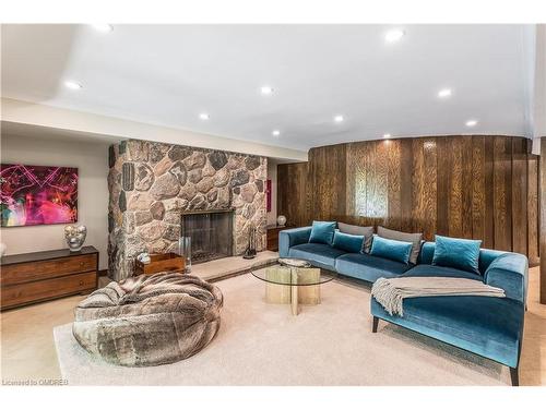 1242 Ravine Drive, Mississauga, ON - Indoor Photo Showing Living Room With Fireplace