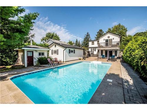 366 George Street, Milton, ON - Outdoor With In Ground Pool With Deck Patio Veranda With Backyard