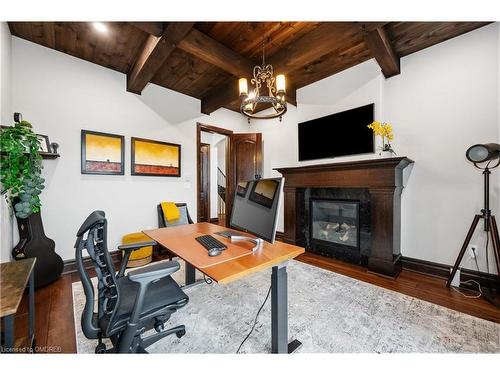 1173 Powerline Rd Road, Ancaster, ON - Indoor Photo Showing Office With Fireplace