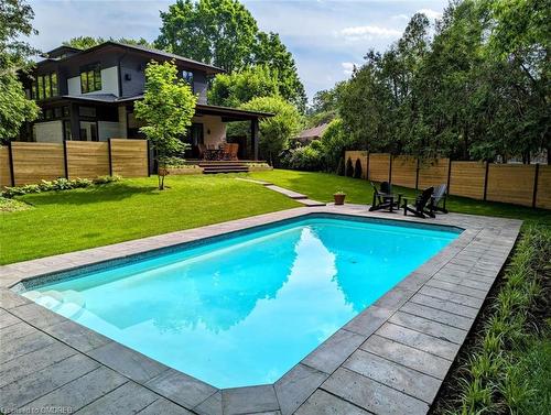 114 Reding Road, Ancaster, ON - Outdoor With In Ground Pool With Backyard