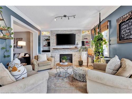 1 Woodspring Court, Flamborough, ON - Indoor Photo Showing Living Room With Fireplace