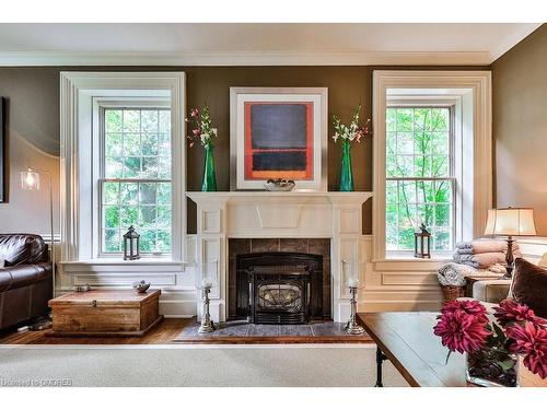 499 Carlisle Road, Campbellville, ON - Indoor Photo Showing Living Room With Fireplace