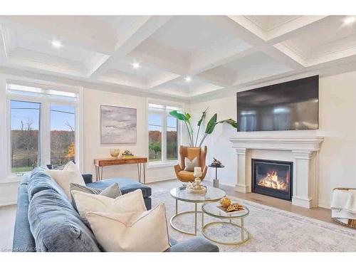 221 Agro Street, Waterdown, ON - Indoor Photo Showing Living Room With Fireplace