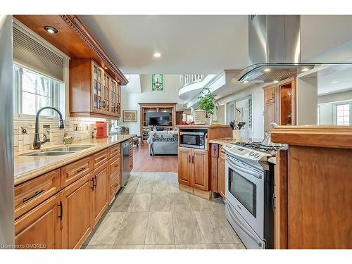 6 Turtle Lake Drive, Halton Hills, ON - Indoor Photo Showing Kitchen With Fireplace With Double Sink