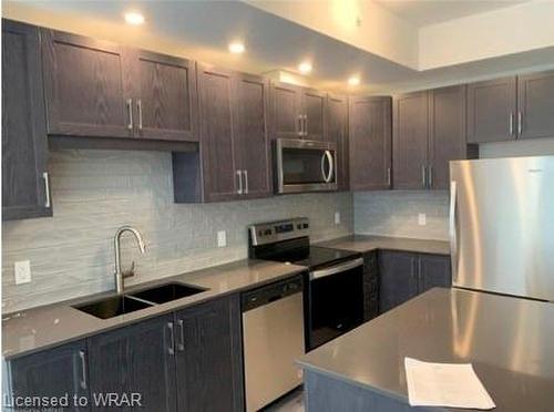 205-108 Garment Street, Kitchener, ON - Indoor Photo Showing Kitchen With Stainless Steel Kitchen With Double Sink With Upgraded Kitchen