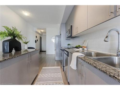 1404-85 Duke Street W, Kitchener, ON - Indoor Photo Showing Kitchen With Double Sink