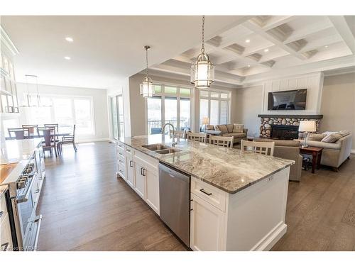 15 Hudson Drive, Brantford, ON - Indoor Photo Showing Kitchen With Fireplace With Double Sink With Upgraded Kitchen