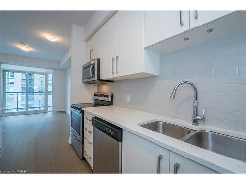 504-155 Caroline Street S, Waterloo, ON - Indoor Photo Showing Kitchen With Double Sink