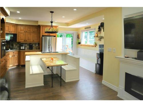 205 St Andrews Street, Cambridge, ON - Indoor Photo Showing Kitchen With Fireplace With Double Sink