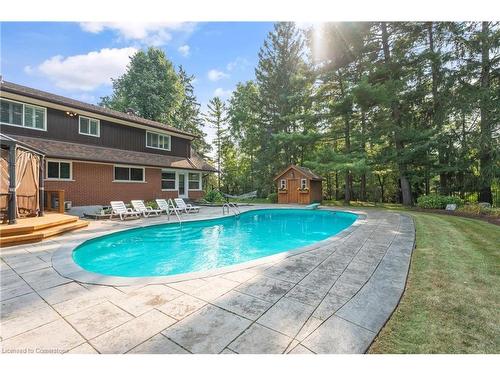 728 Country Squire Road, Waterloo, ON - Outdoor With In Ground Pool With Deck Patio Veranda With Backyard