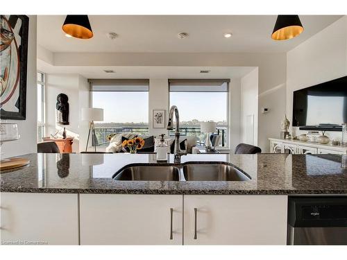 709-155 Caroline Street S, Waterloo, ON - Indoor Photo Showing Kitchen With Double Sink