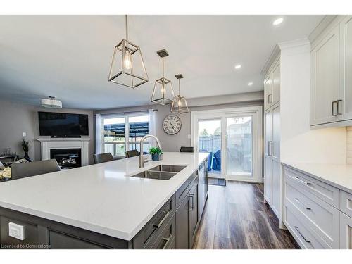 3 Kerwood Drive, Cambridge, ON - Indoor Photo Showing Kitchen With Fireplace With Double Sink With Upgraded Kitchen