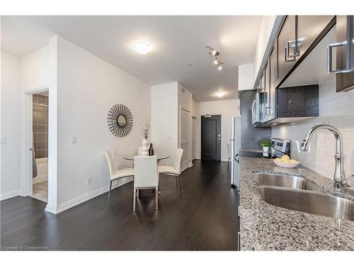 905-155 Caroline Street, Waterloo, ON - Indoor Photo Showing Kitchen With Double Sink