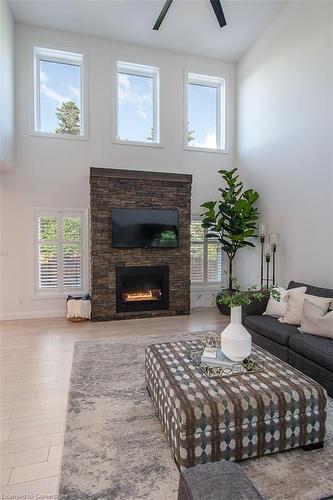 160 Redtail Street, Kitchener, ON - Indoor Photo Showing Living Room With Fireplace