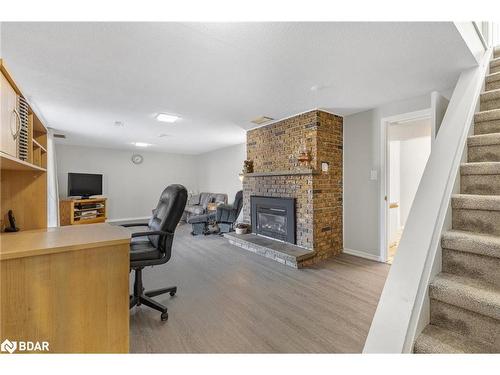 2160 Snow Valley Road, Springwater, ON - Indoor Photo Showing Office With Fireplace