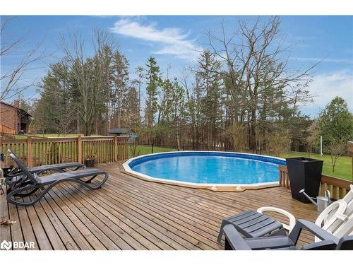 9 Doran Road, Springwater, ON - Outdoor With Above Ground Pool With Deck Patio Veranda With Backyard