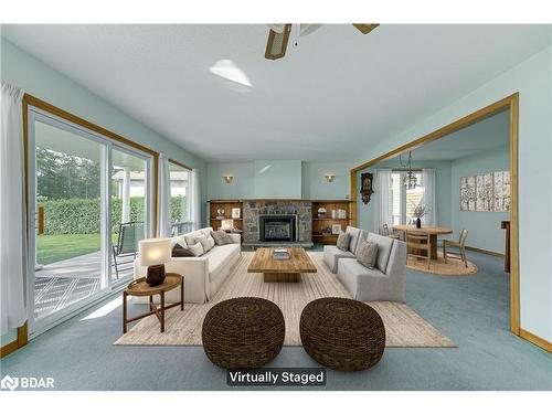 185 Lakeshore Road W, Oro-Medonte, ON - Indoor Photo Showing Living Room With Fireplace