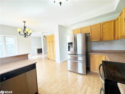 57 Penvill Trail, Barrie, ON - Indoor Photo Showing Kitchen With Fireplace