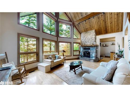 3413 Flat Rapids Lane, Severn, ON - Indoor Photo Showing Living Room With Fireplace