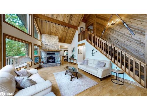 3413 Flat Rapids Lane, Severn, ON - Indoor Photo Showing Living Room With Fireplace