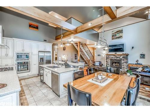 5 Dale Court, Oro-Medonte, ON - Indoor Photo Showing Kitchen With Fireplace