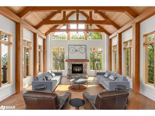 1016 Lawland Heights Road, Gravenhurst, ON - Indoor Photo Showing Living Room With Fireplace