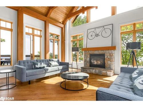 1016 Lawland Heights Road, Gravenhurst, ON - Indoor Photo Showing Living Room With Fireplace