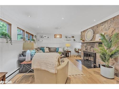 224 Mccrea Drive, Stayner, ON - Indoor Photo Showing Living Room With Fireplace