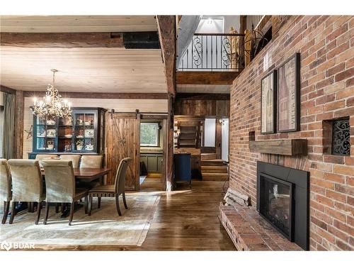 3686 Agnew Road, Severn, ON - Indoor Photo Showing Dining Room With Fireplace