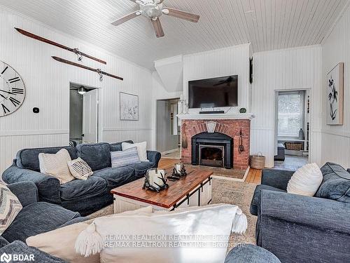 6568 Quarry Point Road, Ramara, ON - Indoor Photo Showing Living Room With Fireplace