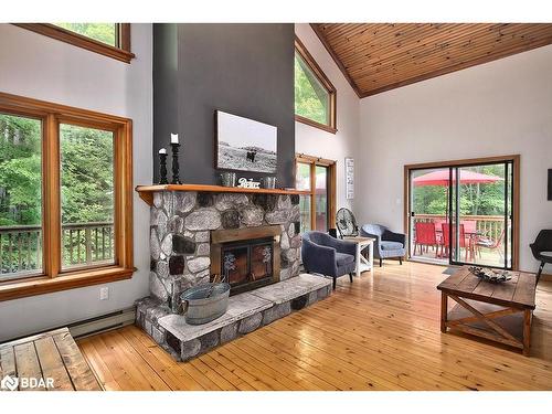 1046 Pine Springs Road, Algonquin Highlands, ON - Indoor Photo Showing Living Room With Fireplace