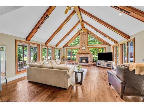 587 Hillcrest Road, Simcoe, ON - Indoor Photo Showing Living Room With Fireplace