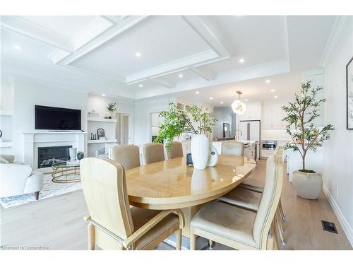 41 Bluenose Drive, Port Dover, ON - Indoor Photo Showing Dining Room With Fireplace