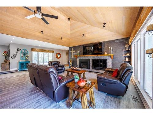 1285 Cockshutt Road, Simcoe, ON - Indoor Photo Showing Living Room With Fireplace