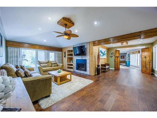 1285 Cockshutt Road, Simcoe, ON - Indoor Photo Showing Living Room With Fireplace