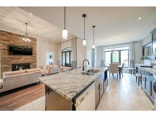 112 Ottawa Avenue, Woodstock, ON - Indoor Photo Showing Kitchen With Fireplace With Double Sink With Upgraded Kitchen