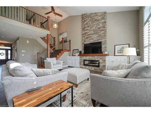 487 Alan Crescent, Woodstock, ON - Indoor Photo Showing Living Room With Fireplace