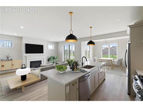 79 Trailview Drive, Tillsonburg, ON - Indoor Photo Showing Kitchen With Fireplace With Upgraded Kitchen