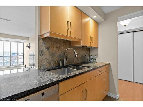 1102-165 Ontario Street, Kingston, ON - Indoor Photo Showing Kitchen With Double Sink